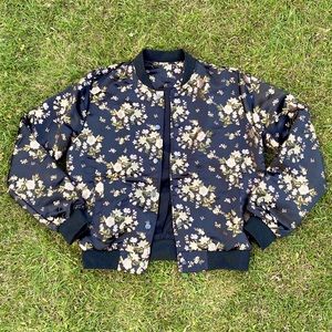 Metallic Floral Bomber Jacket